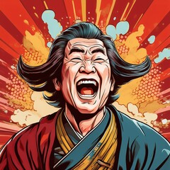 笑う男　イラスト