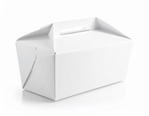 Blank Paper Carry-Out Food Box Mockup: Upright on Isolated White. Catering, Food Delivery & Take-Out Branding