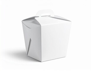 Blank Paper Carry-Out Food Box Mockup: Upright on Isolated White. Catering, Food Delivery & Take-Out Branding