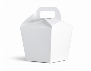Blank Paper Carry-Out Food Box Mockup: Upright on Isolated White. Catering, Food Delivery & Take-Out Branding