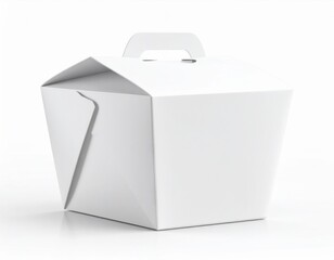 Blank Paper Carry-Out Food Box Mockup: Upright on Isolated White. Catering, Food Delivery & Take-Out Branding