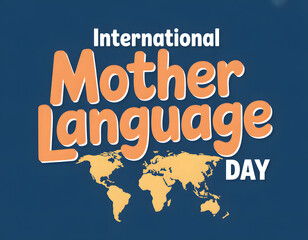 minimalist design for language celebration with vibrant typography and world map symbolizing unity and heritage