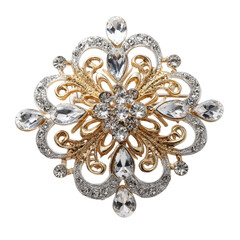 Fototapeta premium A stunning brooch with gold tones and crystals, perfect for enhancing any outfit or accessory