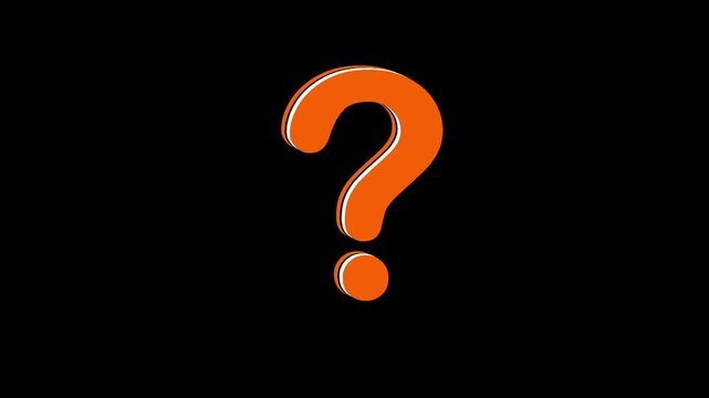 moving animation of question mark symbol walking and splitting into three