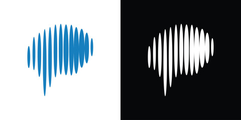 Brain Logo Modern minimalist  design with vertical line patterns