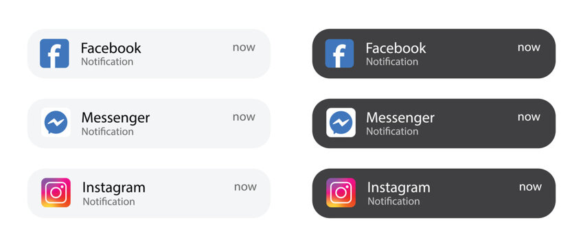 Facebook, Messenger, and Instagram Notification UI Elements, Editorial&nbsp;Use&nbsp;Only