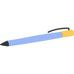 A Light Blue And Yellow Ballpoint Pen With A Black Tip And Clip On A White Transparent Background Ideal For School And Office Supplies