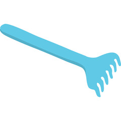 Obraz premium A Light Blue Beach Rake Toy With A Long Handle And Tines For Sand Play On A White Background
