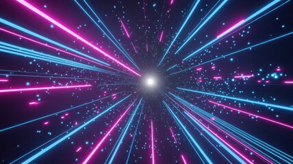 Fototapeta premium Dive into a vibrant cyber world with stunning pink and blue glowing lights, an abstract futuristic backdrop