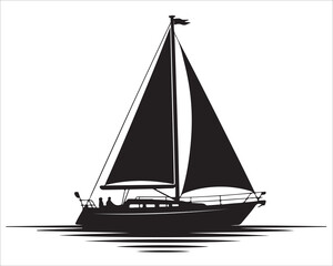 Elegant Sailboat on Calm Sea Black and White Art