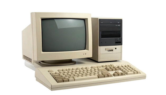 Beige desktop computer with CRT monitor and keyboard, retro vibe