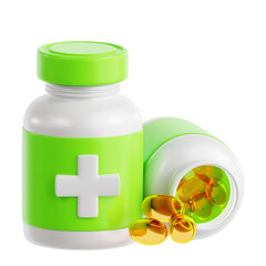 3D Render of Medicine Bottles and Pills