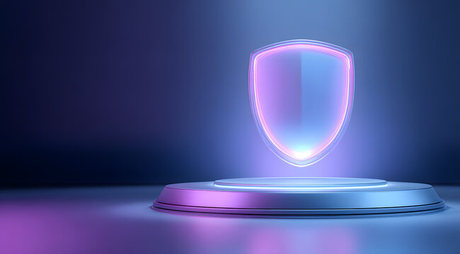 The blue shield is placed on the platform