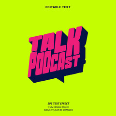 Editable Text Effect Vector of Neon pink Talk Podcast Shape title Headline Digital Platform for Digital marketing, Creative preneur, enterpreneur, Event