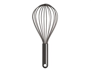 A realistic, isolated whisk against a white background; cooking utensil ready for action
