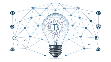 Polygon Idea Light Bulb on Blockchain Technology Concept, Digital Innovation and Crypto Network Inspiration, Futuristic Polygonal Lightbulb Symbolizing Decentralized Tech and Smart Ideas