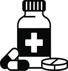 Minimalist medical bottle and pills promote health and wellness in pharmaceutical advertising