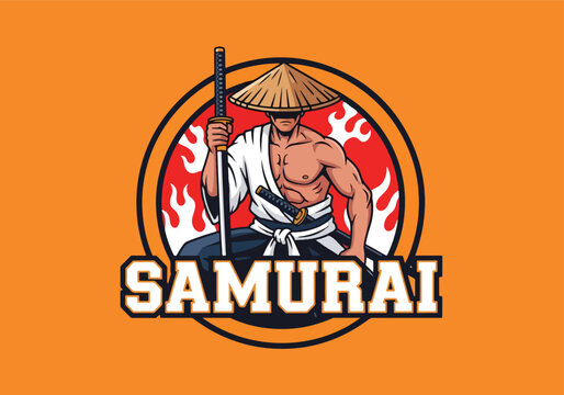 Epic samurai warrior logo for gaming and brands - Gaming logo - Gaming Mascot - esport mascot vector illustration