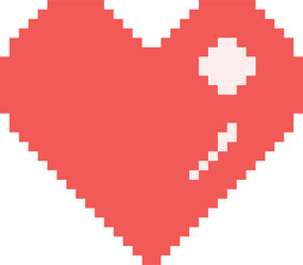 Pink heart icon with white pixel shadow