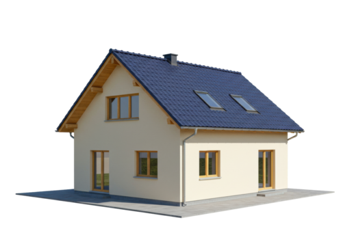 Isolated house facade, modern residential building, detached family home, European design