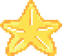 Golden star cartoon pixel art