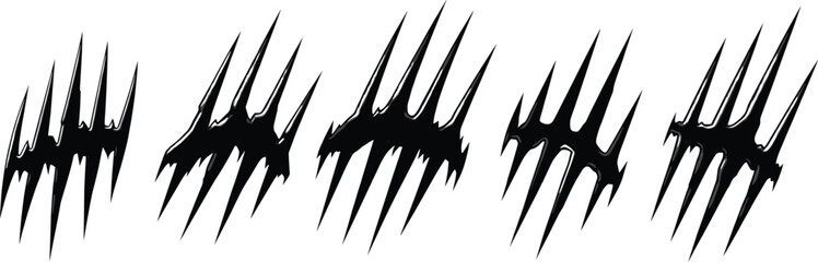 Black claw marks vector illustration, animal scratch design, aggressive slash silhouette for horror, wild beast, predator, tattoo, graphic content