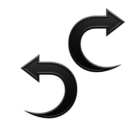 Fototapeta premium Curved Arrows Icon: Minimalist depiction of two elegant black arrows curving in opposite directions, symbolizing concepts of movement, direction, or contrast.