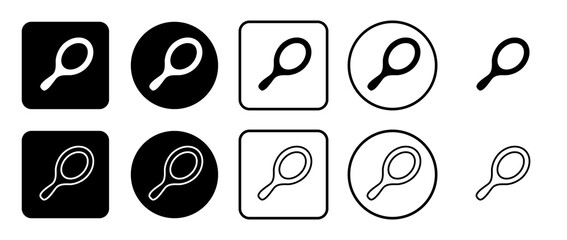 Icon set of tennis symbol. Filled, outline, black and white icons set, flat style.  Illustration on transparent background