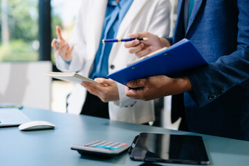 Business team meeting. professional investor working new start up project. Finance task. with smart phone and laptop and digital tablet computer