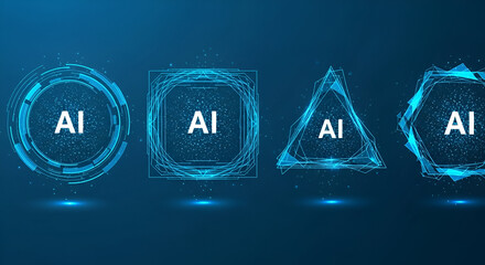 AI Geometric Shapes With Digital Network Overlay artificial intelligence
