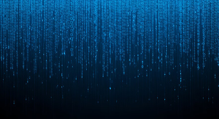 Falling Blue Binary Code Digital Rain Effect data technology