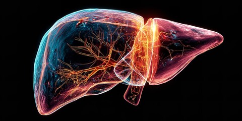 Illuminated human kidneys x-ray on the black background.