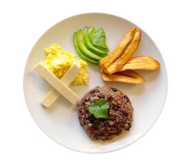 gallo pinto avocado plantains egg cheese 