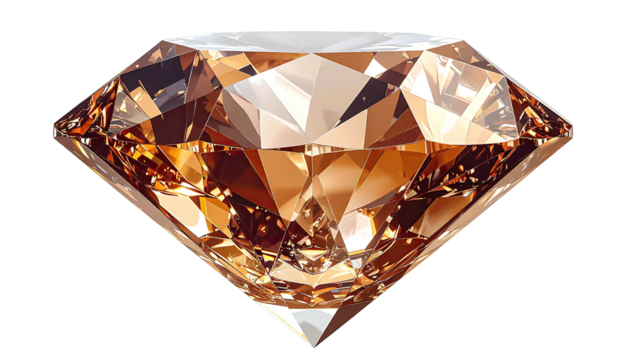 Orange-hued diamond displays crisp facets on a black backdrop