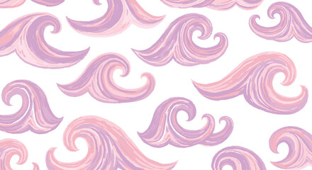 Whimsical and serene wavy design in a seamless pattern, featuring gentle pastel colors ideal for creative projects