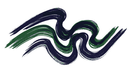 Dynamic abstract pattern featuring intertwining brushstrokes in deep blue and vibrant green, suggesting fluid motion and creative energy