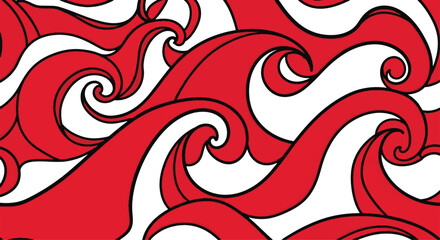 Dynamic Red and White Swirling Waves Pattern Creating a Vibrant and Abstract Flowing Design, Perfect for Backgrounds and Artistic Projects