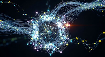 Abstract Glowing Network Connection Sphere