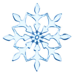 3D Illustration of a Light Blue Snowflake