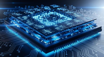 Advanced Microchip Processor Circuitry Close Up