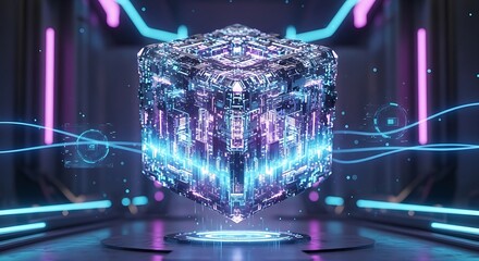 Floating quantum data processing cube
