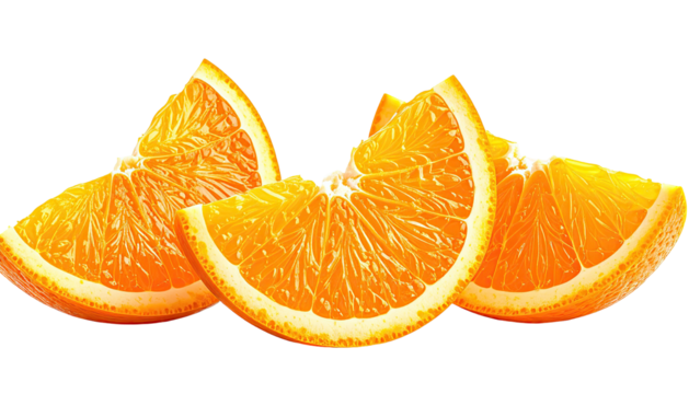 Sliced oranges isolated against black, vibrant and juicy fruit