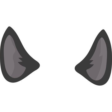A Pair of Realistic Dark Gray Dog and Cat Ears with a Transparent Background Ideal for Digital Art and Design Projects