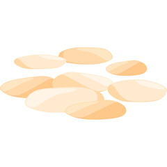 A pile of oval light brown rice grains with subtle shading against a transparent background isolated graphic element