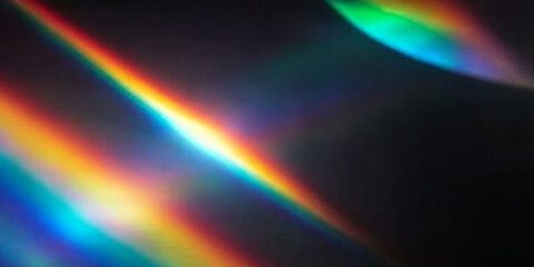 Fototapeta premium Prism rays create glowing rainbow highlights. Transparent streaks shimmer with realistic reflection. Perfect for jewel or lens-inspired effects.