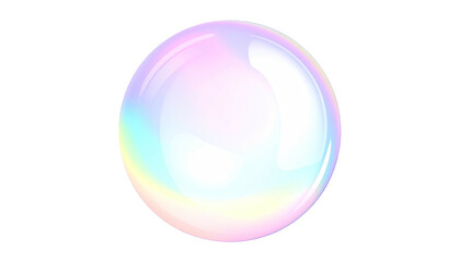 Iridescent bubble floating, rainbow sheen, isolated on black