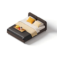 Modern Minimalist Bed in Stylish Bedroom Interior &ndash; 3D Render
