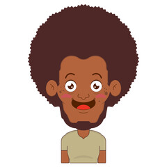 African American man playful face cartoon cute