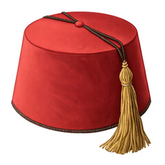 Red moroccan fez. isolated on white background.