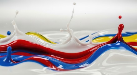 Colorful paint splashing and mixing together isolated on white background